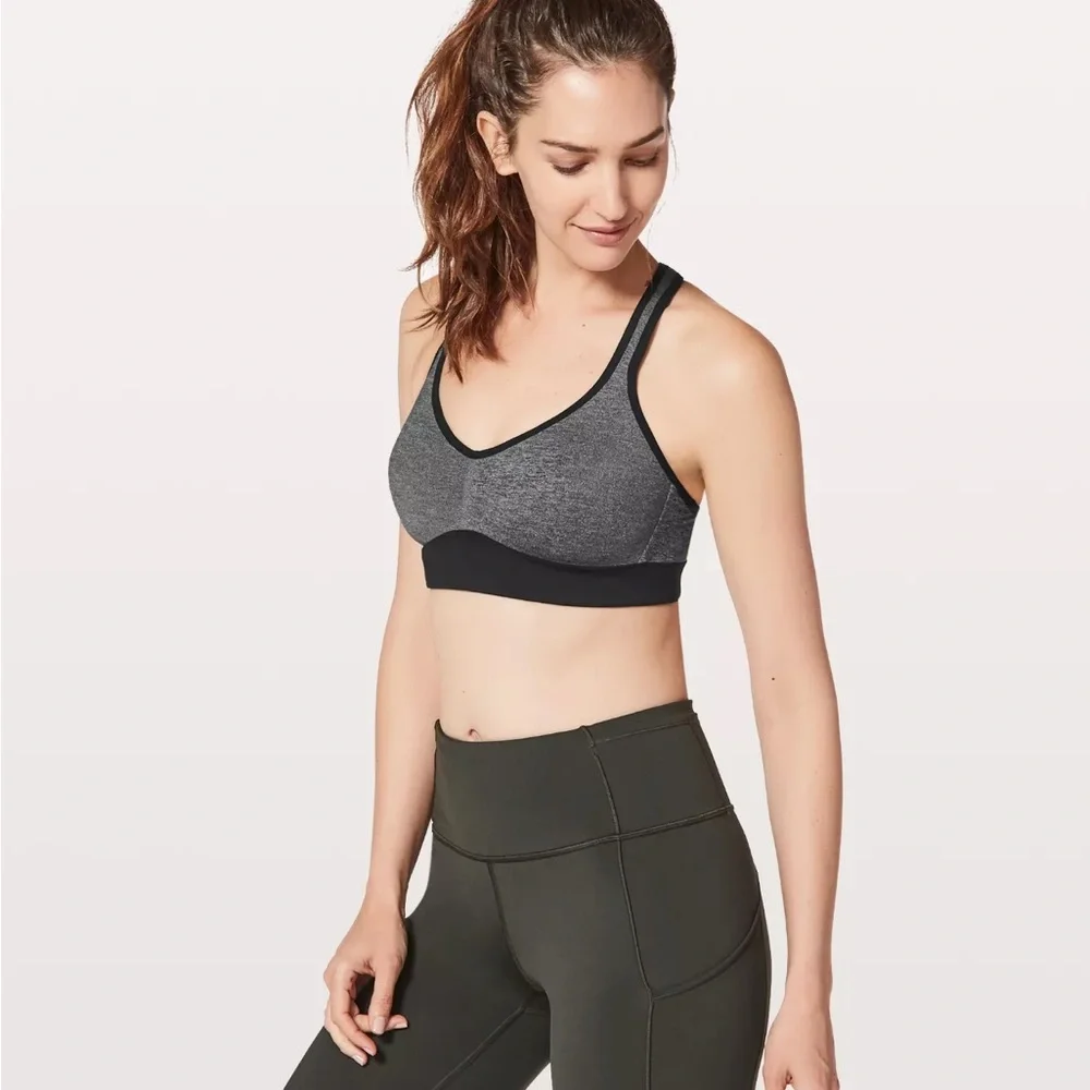 Lululemon Speed Up High Support Padded‎ Racerback Sports Bra 4 Grey - Picture 7 of 7